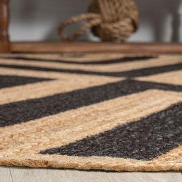 Piper Two-tone Chevron Round Jute Area Rug